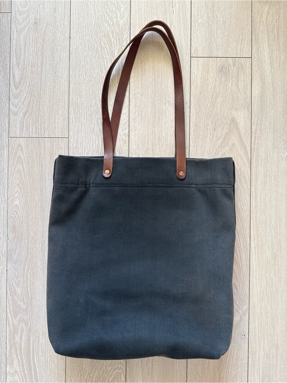 Nisolo Canvas Tote in Black Leather Handles